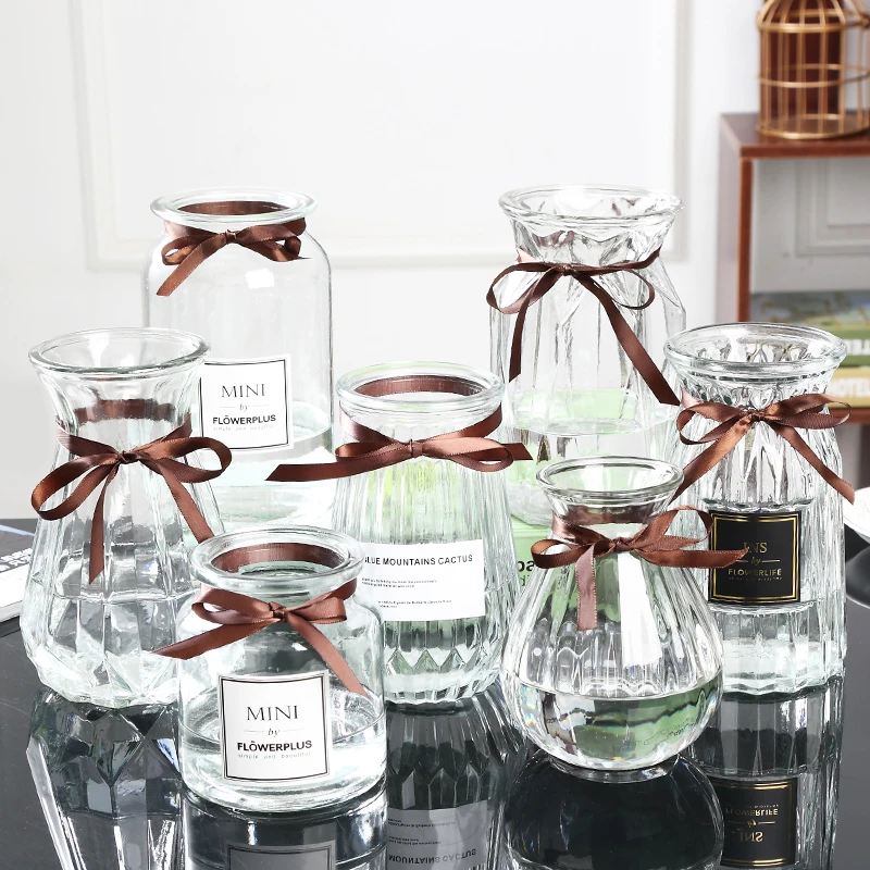 

Glass Vase Simple Creative Ornaments Living Room European Transparent Arrangement Flower Dried Flower Container