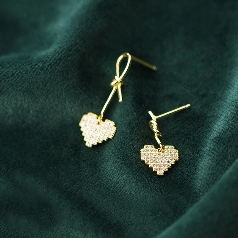 

MloveAcc Real 925 Sterling Silver Knot Heart Drop Earrings for Women Dazzling CZ Silver Fashion Jewelry Party Anniversary Gift