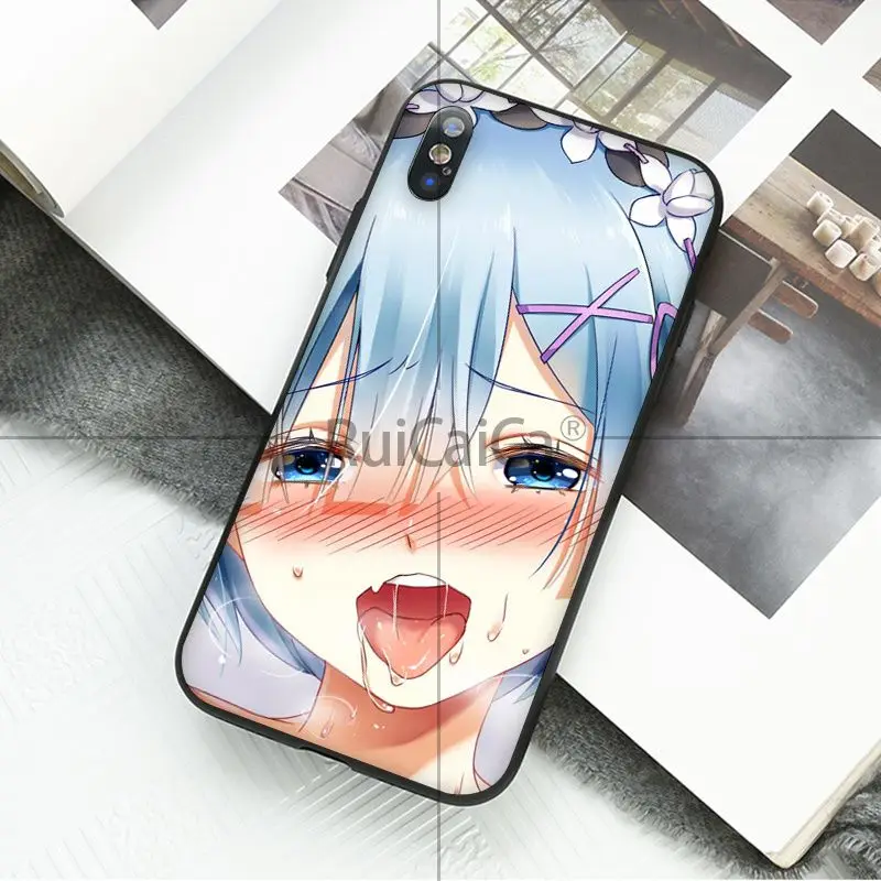 Ruicaica японская манга Ahegao девушка DIY печать рисунок чехол для телефона крышка оболочка для iPhone X XS MAX 6 6S 7 7plus 8 8Plus 5 5S XR