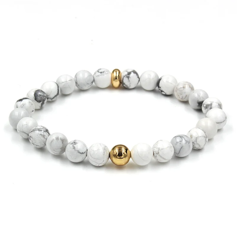 Женские и мужские браслеты с йоргом бусинами из натурального камня Howlite Mala
