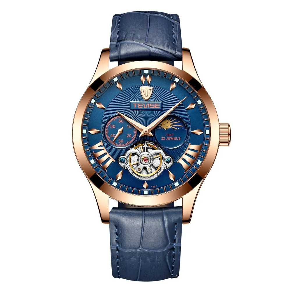 Новинка Tourbillon Tevise Топ бренд Мужские механические часы автоматические Модные