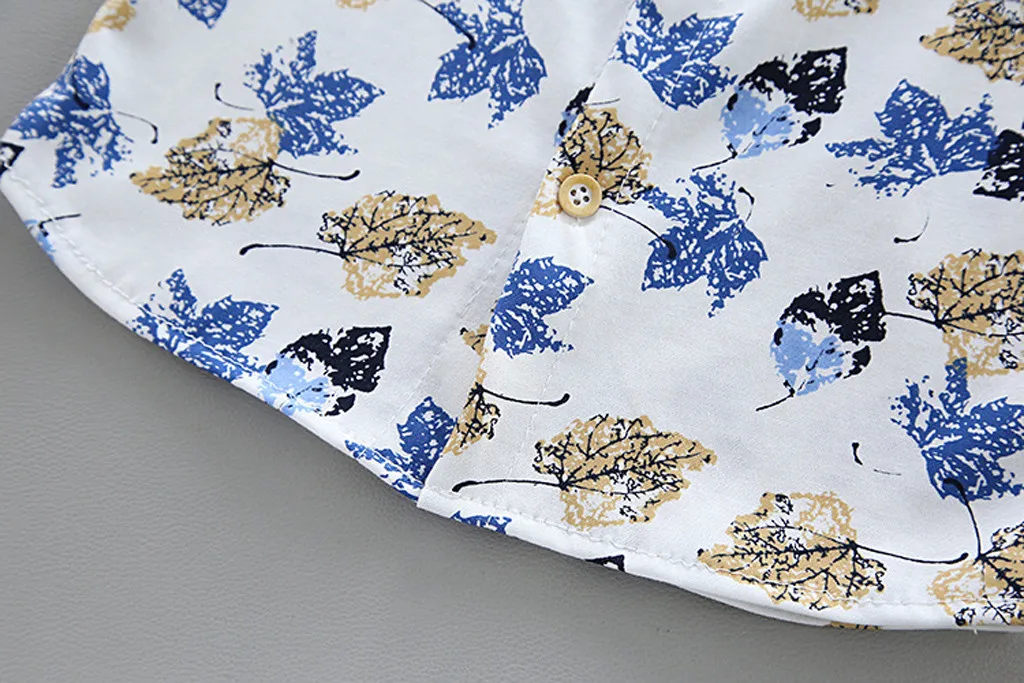 Летняя одежда для мальчиков 2019 рубашка с принтом дерева и листьев + шорты Одежда