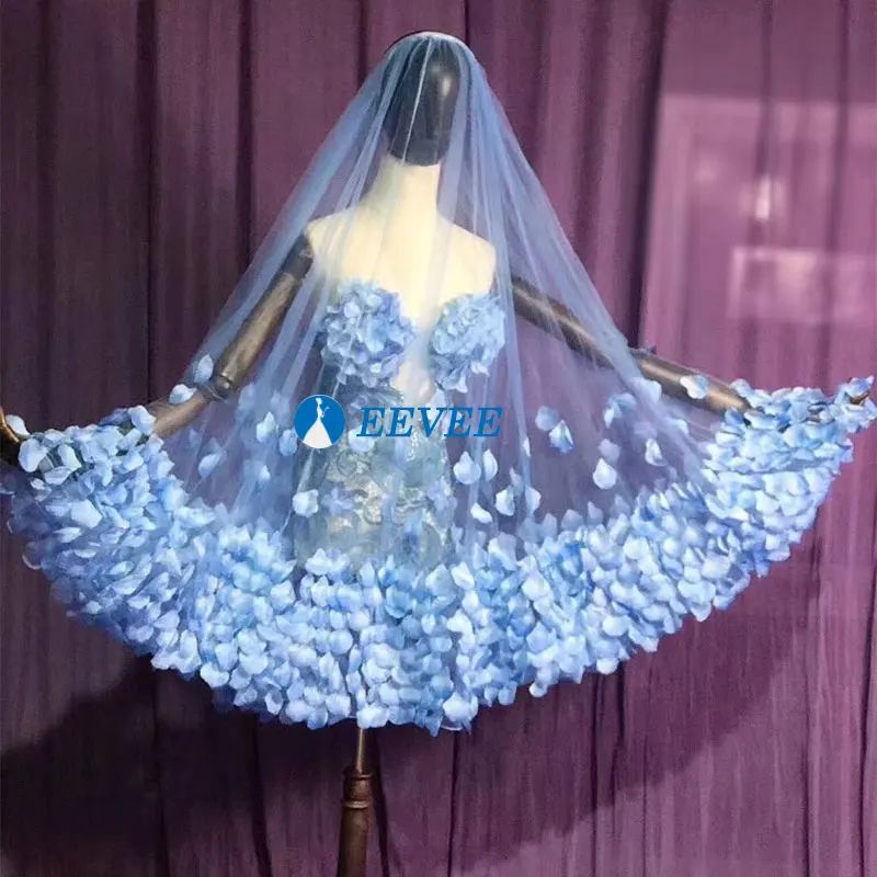 3D flower petals perspective Long DressBlue tube top Stage Wear Dress Bar Female Singer Gogo dance Dj costume Evening Outfit |