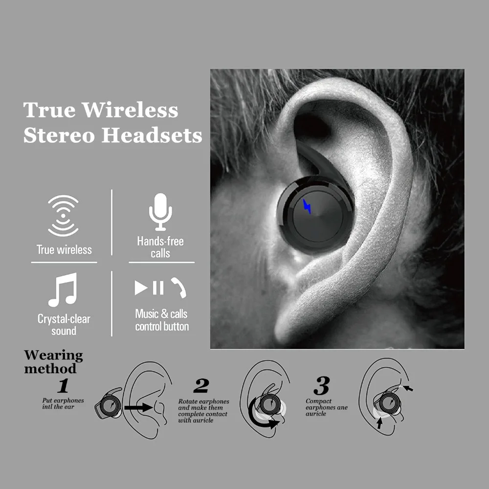 SAGO True беспроводные Bluetooth наушники US 001 спортивные вкладыши с шумоподавлением