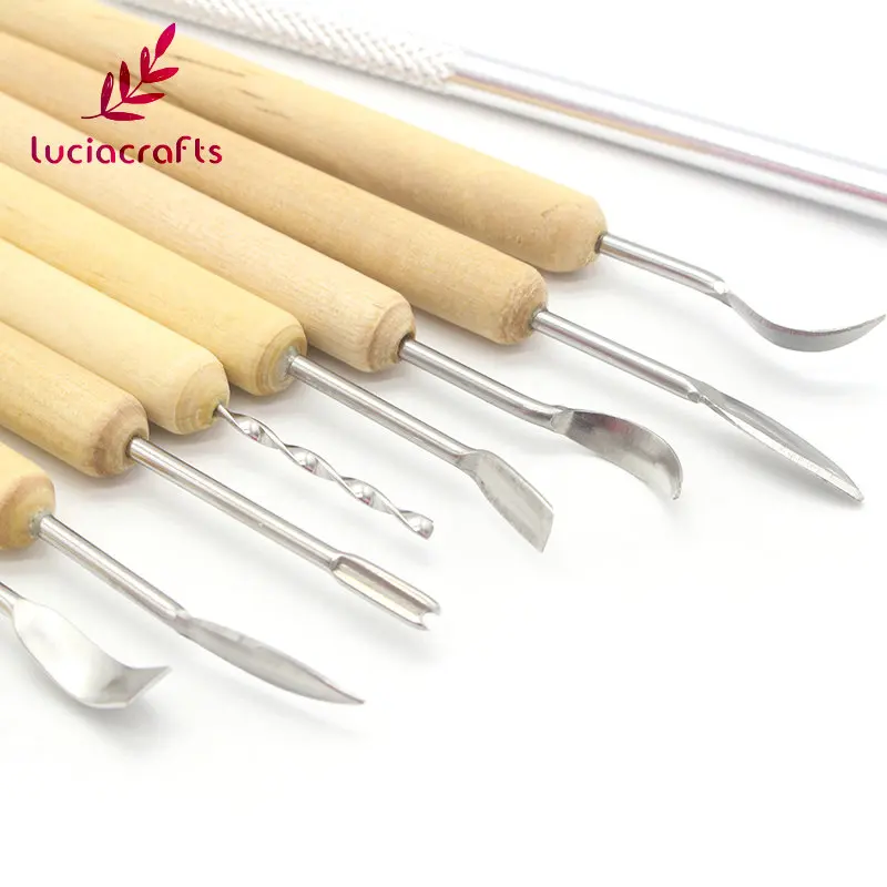 Распродажа Lucia crafts разных размеров для глины с деревянной ручкой Инструмент Скульптура для моделирования и резьбы скульптуры инструменты DIY ручной работы 11 шт./компл. CG1101