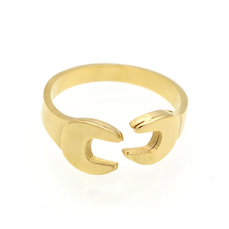 Модные панк байкерские гаечные кольца цвета розового золота из нержавеющей