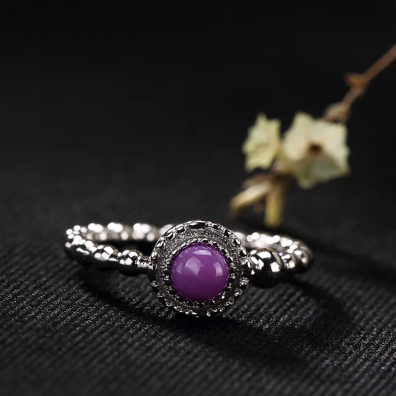 Серебряный S925 чистого серебра фиолетовый Mica инкрустированные кольцо Японии и