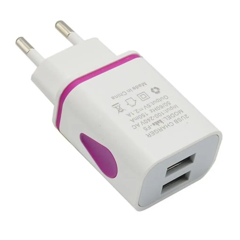 NO.4 1 шт многоцветные адаптеры питания переменного/постоянного тока 2 USB порта светодиодный светильник-излучающее зарядное устройство 2.1A 5V путешествия USB зарядное устройство для телефона - Тип штекера: NO.4