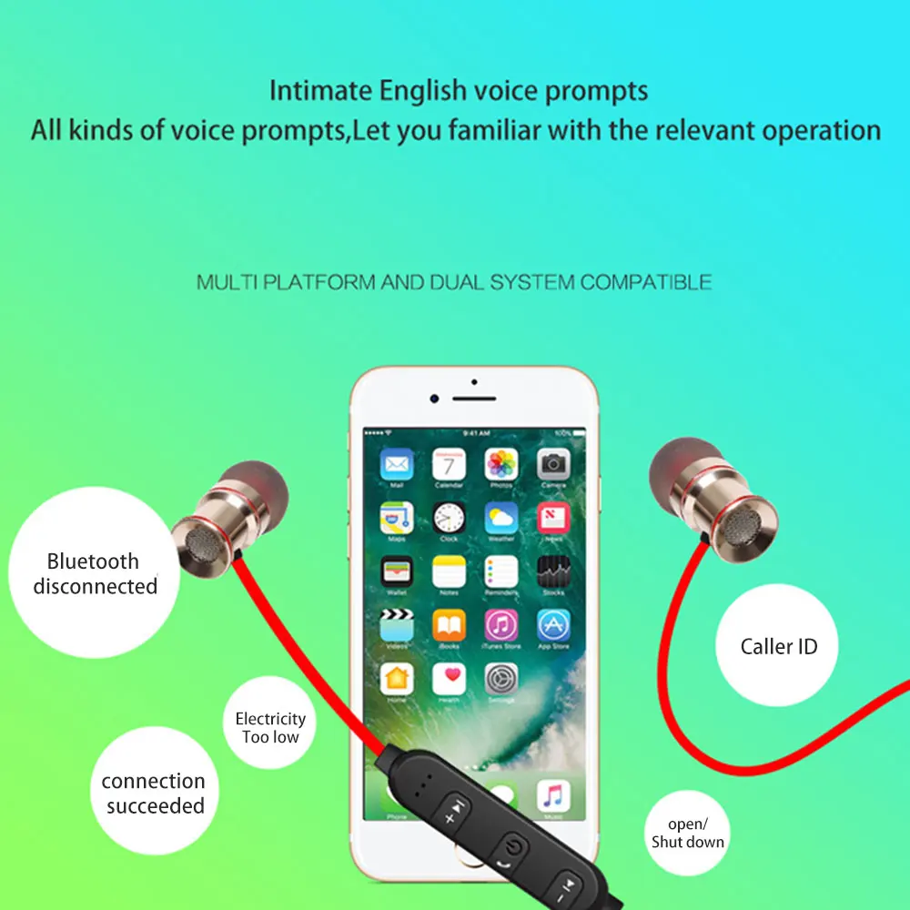 Bluetooth спортивные Наушники V4.1 магнитные беспроводные наушники для бега в ухо