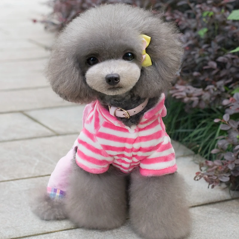 Высокое качество милая стильная розовый/хаки полоса Двусторонняя флис собака