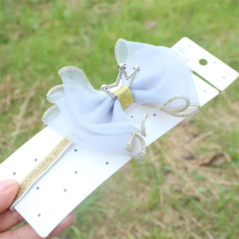 Повязка для волос с бантом из органзы милая эластичная лента металлической