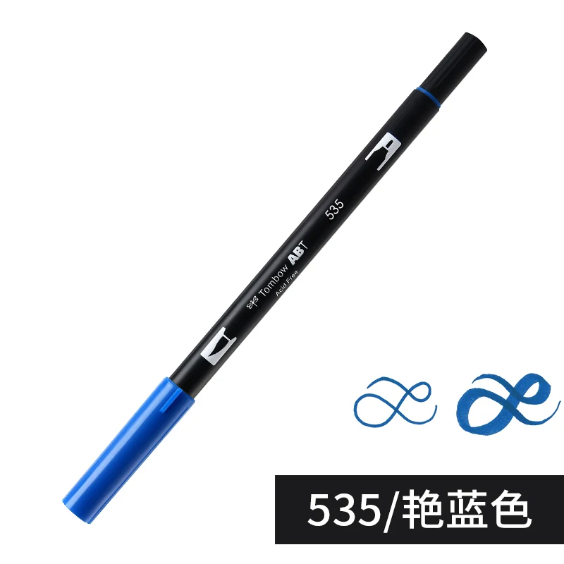 535 Cobalt Blue 1 шт. японского надгробия двойная кисть акварельный художественный маркер для надписей анимационный дизайн горячая на Instagram ABT ручка - Цвет: 535 Cobalt Blue