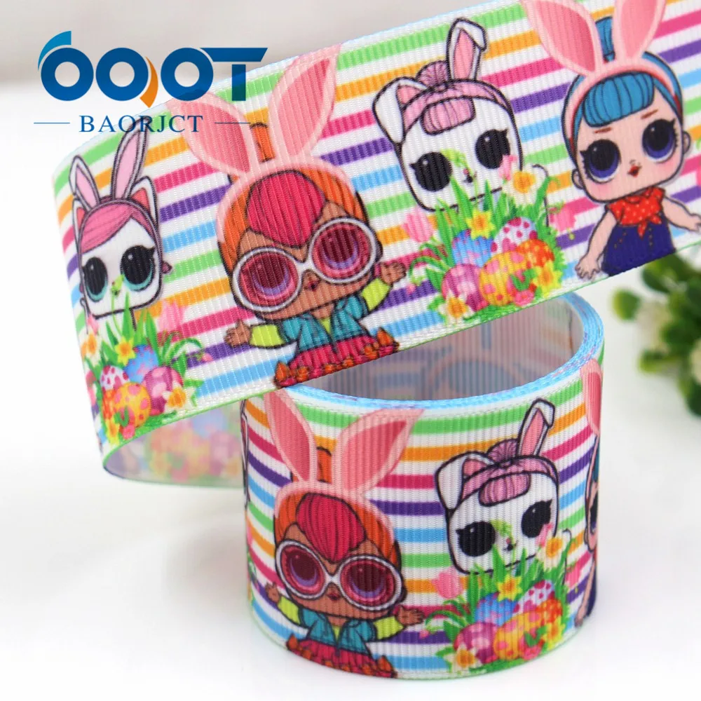 1 1/2 'ར мм девушка мультфильм печатных полушерстяной лентой 10 DIY волосы бант