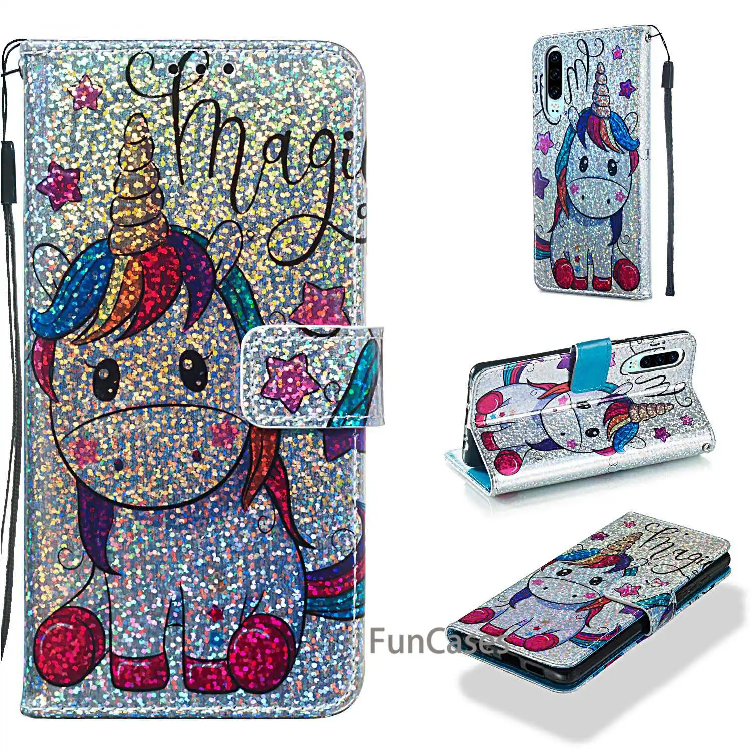 Флип Чехол книжка для Coque huawei P30 Роскошные кошка панда кожаный бумажник телефон