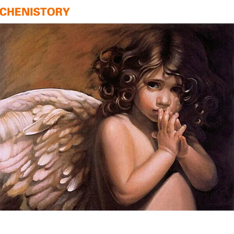 

CHENISTORY Angel DIY Painting By Numbers Modern Abstract Oil Painting On Canvas Handpainted Home Wall Art Picture Unique Artwork