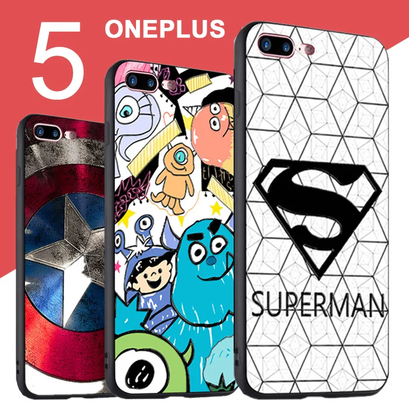 Чехол One Plus 5 черный рельефный 3D чехол для Oneplus A5000 силиконовый из ТПУ с мультяшным