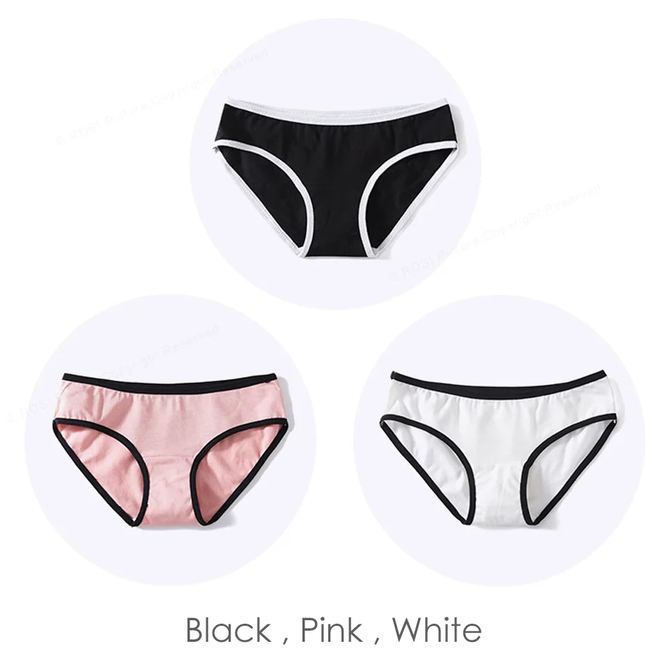 Black Pink White Хлопковые трусики для женщин, для девочек, сексуальные трусы, нижнее белье, женское нижнее белье, бикини узкие плавки, женские шорты, ondergoed vrouwen 3 pcsROSI - Цвет: Black Pink White