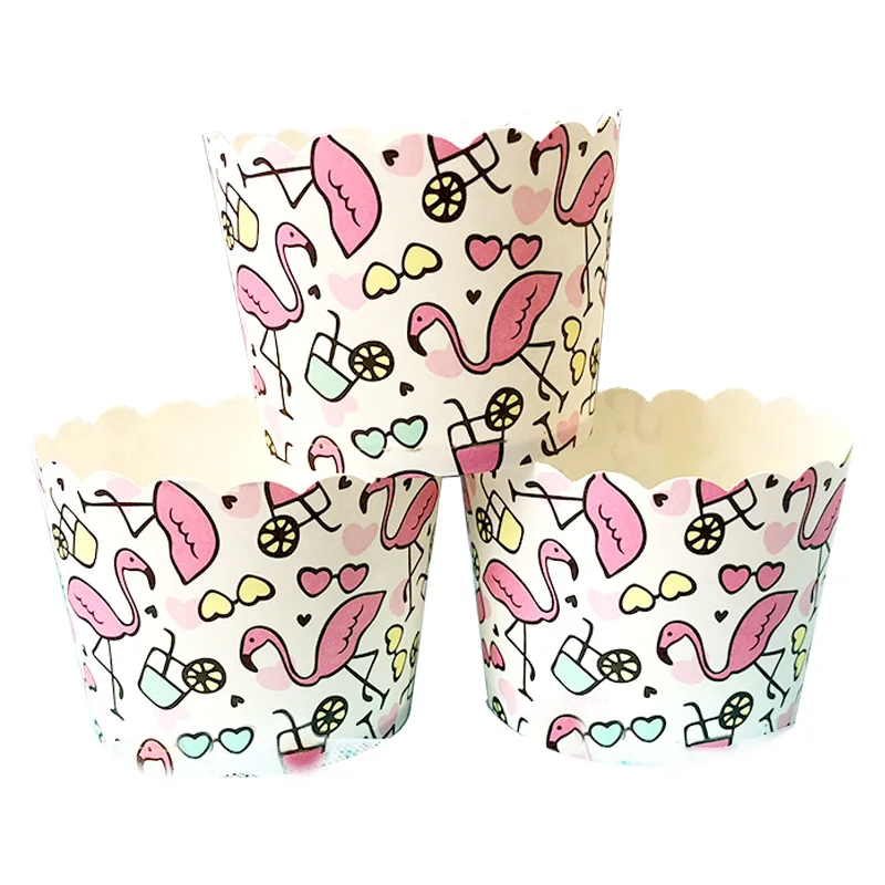 100 шт красный Фламинго Расслабляющая бамбуковая бумага для выпечки чашки кекса