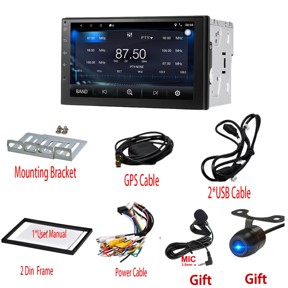Поддержка dab Авто 2din Android 7 1 Стерео DVD плеер универсальный gps + Wifi Bluetooth радио 4 ядра