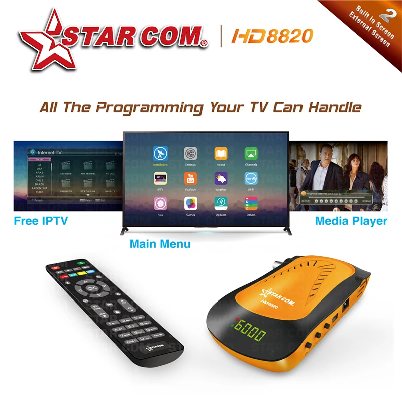 Star com HD8850 спутниковый ресивер DVBS2 с бесплатный арабский IPTV Full HD ТВ ресивер Поддержка Bisskey PowerVu Интернет ТВ STB