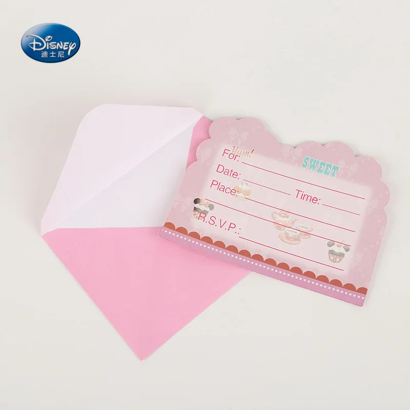 invita card 6pcs Минни Мышь ребенка платье для девочек на день рождения розовая вечерние поставки одноразовая посуда для вечеринки подарочные столовые приборы сумки пластинчатый воздушный шар «бокал» - Цвет: invita card 6pcs