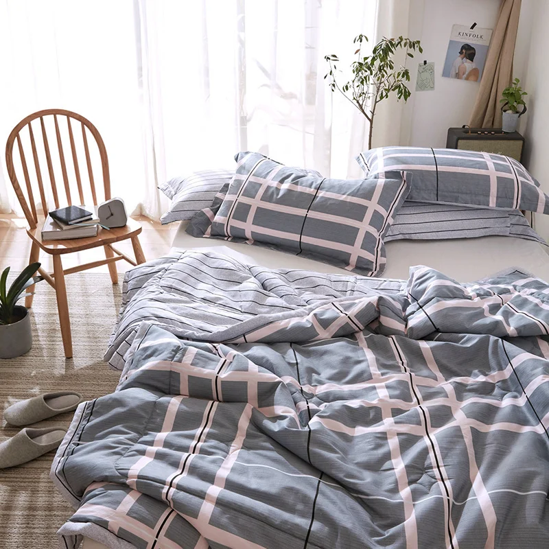 Модные клетчатые стеганые комплекты весна лето постельное белье стеганое одеяло