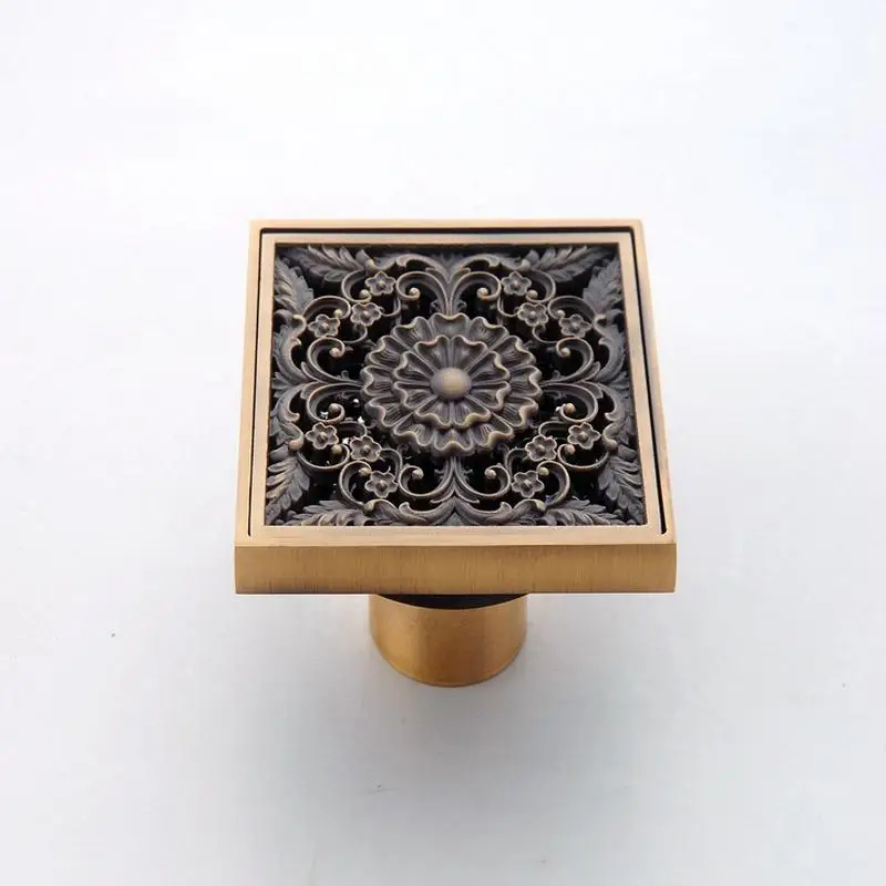 Медный резной цветочный узор напольный фильтр для слива покрывает европейский