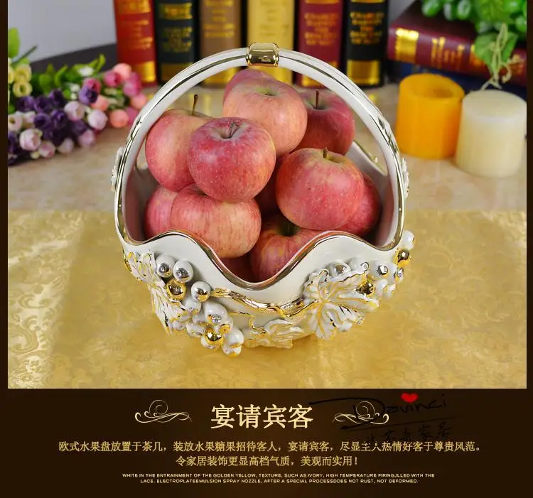 

European fruit basket ceramic water garden decoration luxurious living room decor Home Furnishing housewarming crafts