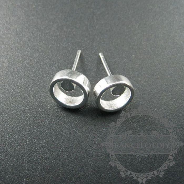

9mm 925 sterling silver double round circle earrings studs 1702080