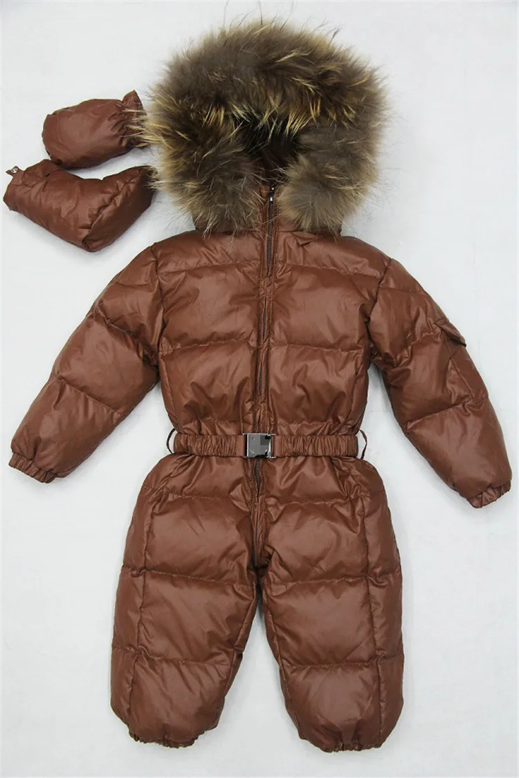 6 М 3 Т Сгущает Детские Младенческой Snowsuit Природа Меха детские зимние Комбинезоны