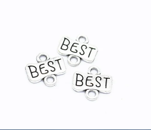 

200pcs Fine best word connector Charms 13*12MM 0.7g Pendant Antique silver craft alloy Jewelry earring bracelet necklace