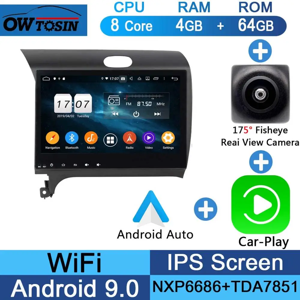 10," ips 8 ядерный 4G+ 64G Android 9,0 автомобильный мультимедийный плеер для Kia K3 Forte Cerato 3 2013 gps Радио Parrot BT - Цвет: Fisheye Carplay n A