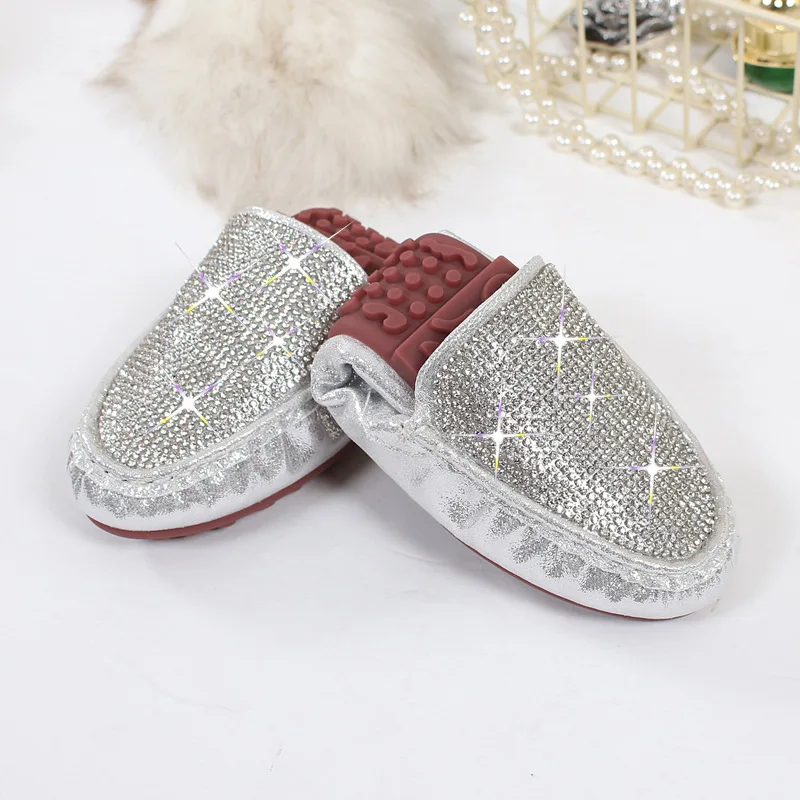 Spring Summer Flats Shoes Women Ballet Shoes For Women Casual Crystal Boat Shoes Slip On Soft Rhinestone Women Flats Plus Size