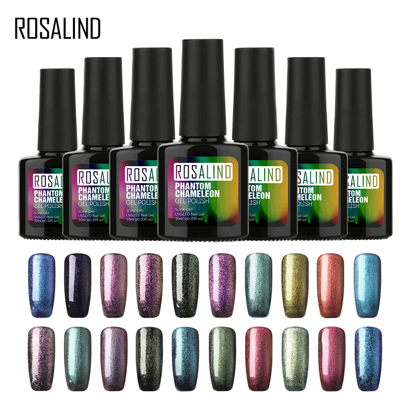 Гель лак ROSALIND 1S P + черная бутылка 10 мл хамелеоновый салонный B01 12 УФ светодиодный