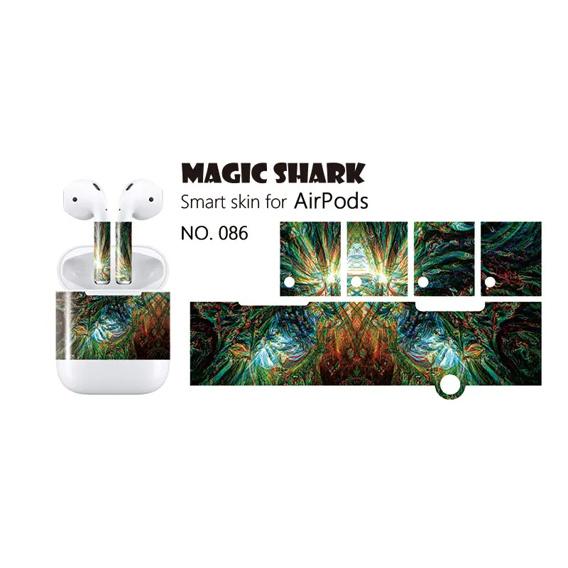 Волшебная картина с изображением акулы цветок стикер для Apple AirPod шкуры пленка