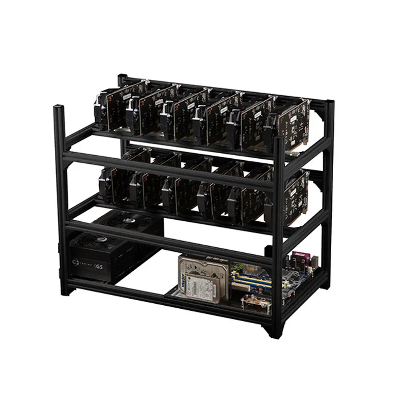 Angitu 2 Слои 12 GPU Алюминий стекируемые открытым воздухом Шахтер рамки Rig чехол|case