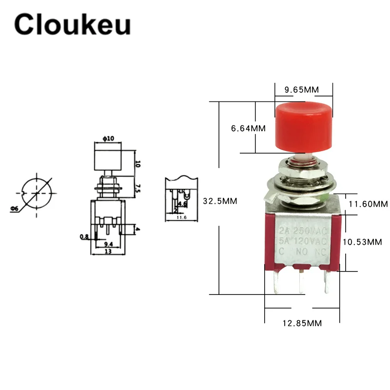 5 шт. 6 мм 6Pin кнопка сброса клавишный переключатель тумблер 2A250V 5A120V|Выключатели| |