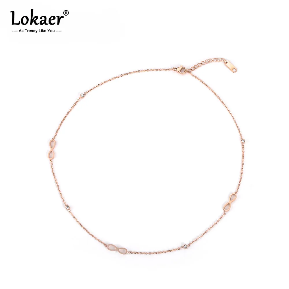 Lokaer AAA кубический цирконий цепочка и звено ожерелье для женщин нержавеющая сталь бесконечность любовь Свадебное женское ожерелье ювелирные изделия N18041
