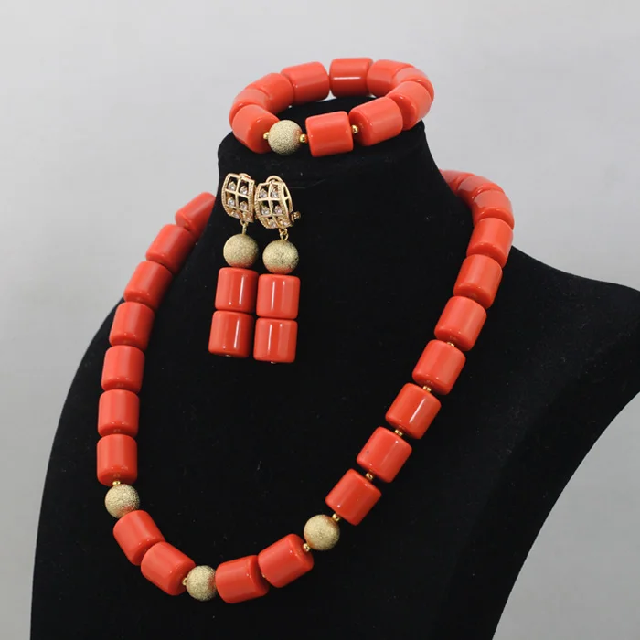 Роскошные нигерийские Африканские свадебные бусы набор красных коралловых