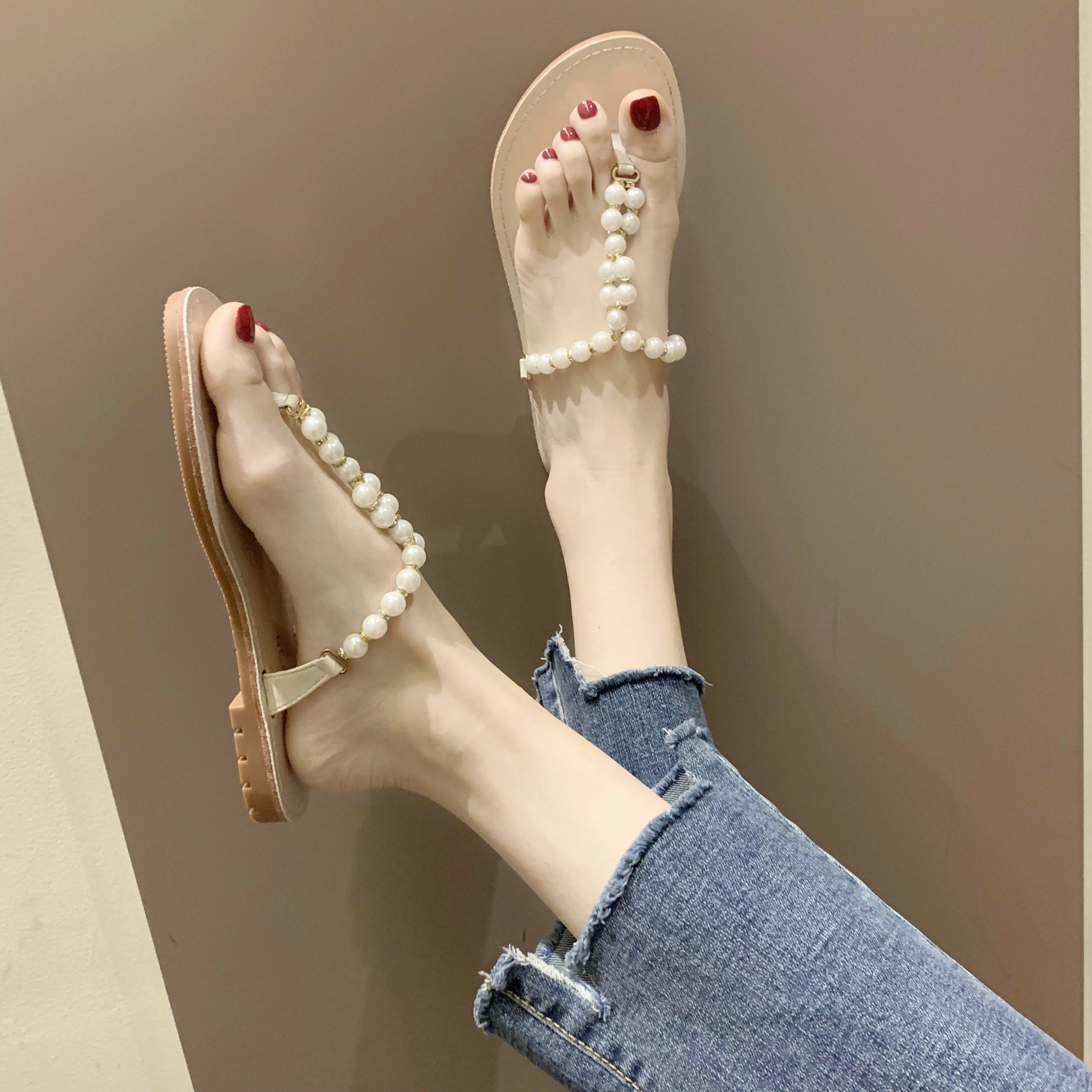 Летние пляжные вьетнамки женские сандалии повседневные ручной работы на плоской