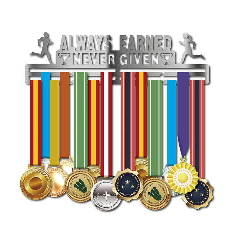 

DDJOPH medal hanger AlWAYS EARNED NEVER GIVEN medal holder for running,swimming,gymnastics medals