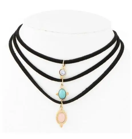 N584 2021 Новое Черное Кожаное замшевое ожерелье из шнура Модное Длинное Ожерелье с