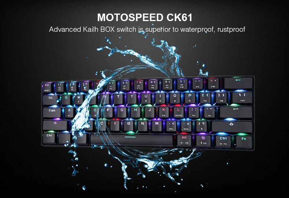 Motospeed CK61 механическая клавиатура 61 Ключи игровой клавиатуры светодиодный USB Проводная компьютерная RGB подсветкой fotablet настольных Российской наклейкой