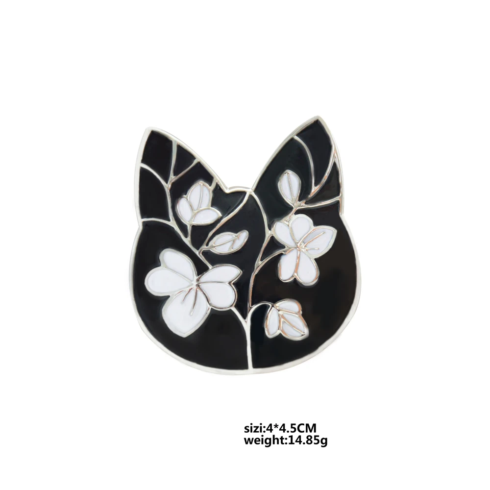 MZIKING Новый Брошь Черный Кот для Женщин Цветок Милый Голова Эмаль Значок Ювелирные Изделия Одежда Аксессуары Броши для Свадьбы.