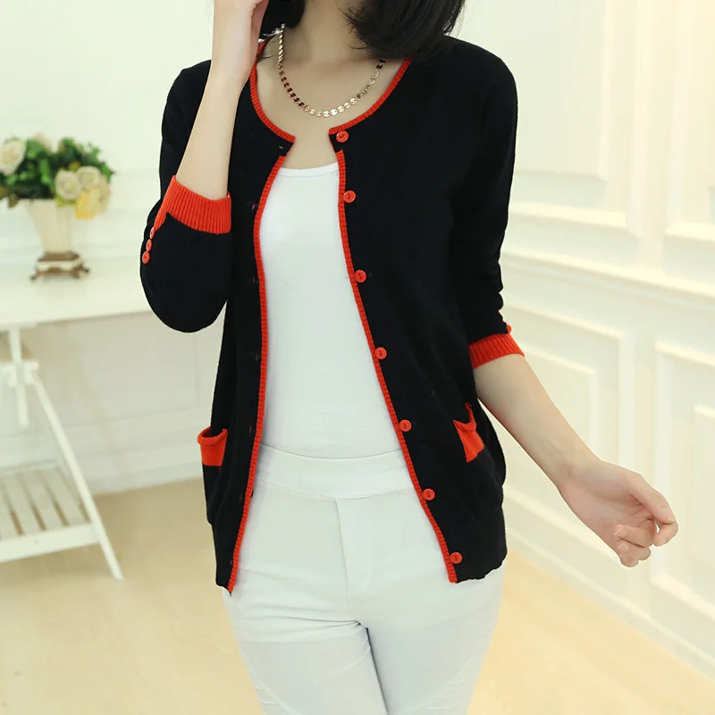 Женский кашемировый шерстяной свитер облегающий кардиган с О-образным вырезом