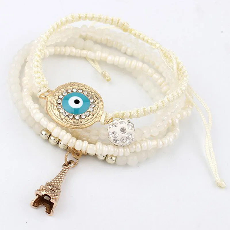 Jooyoo boho ретро сглаза башня этнические подвески канатные браслеты многослойные