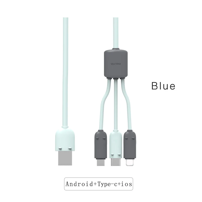 Maoxin 3 в 1 usb Дата кабель 1 м цветной Тип c ios micro usb кабель Быстрая зарядка для Android IOS samsung huawei iPhone X 8 8P 7 - Цвет: Blue