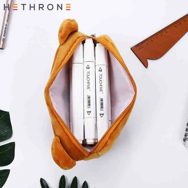Hethrone мягкий кавайный чехол-карандаш в виде животного, большой плюшевый Чехол-ручка в виде панды для детей, Подарочная косметичка, канцелярская сумка для школьных принадлежностей