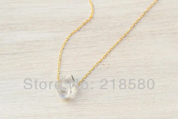 

SN-019 Hearling Crystal Point Herkimer Necklace Gold or Sliver Plated Chain 18 inch