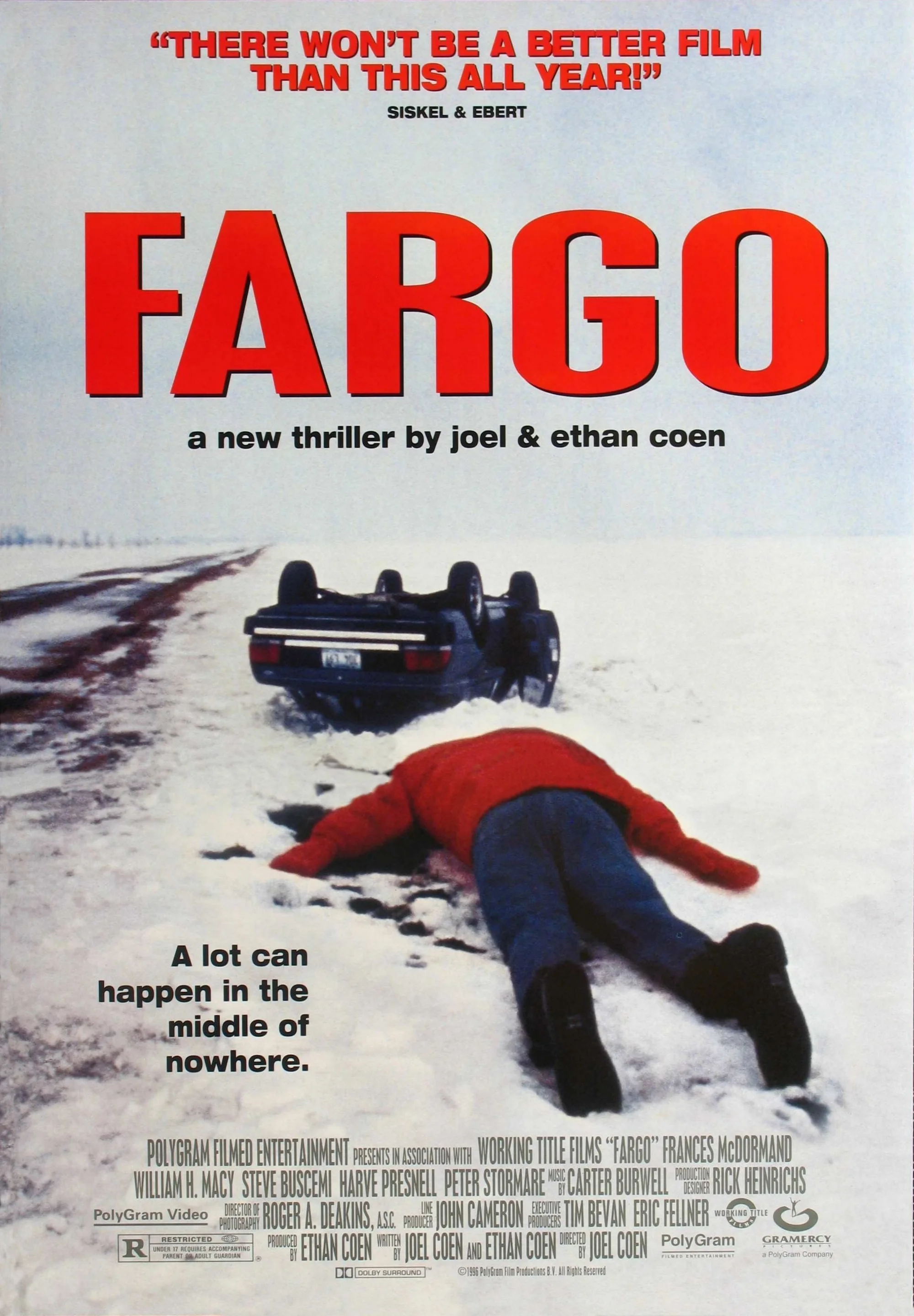 Минимализм Fargo 1996 американская кинопленка красивый ретро ВИНТАЖНЫЙ ПЛАКАТ холст